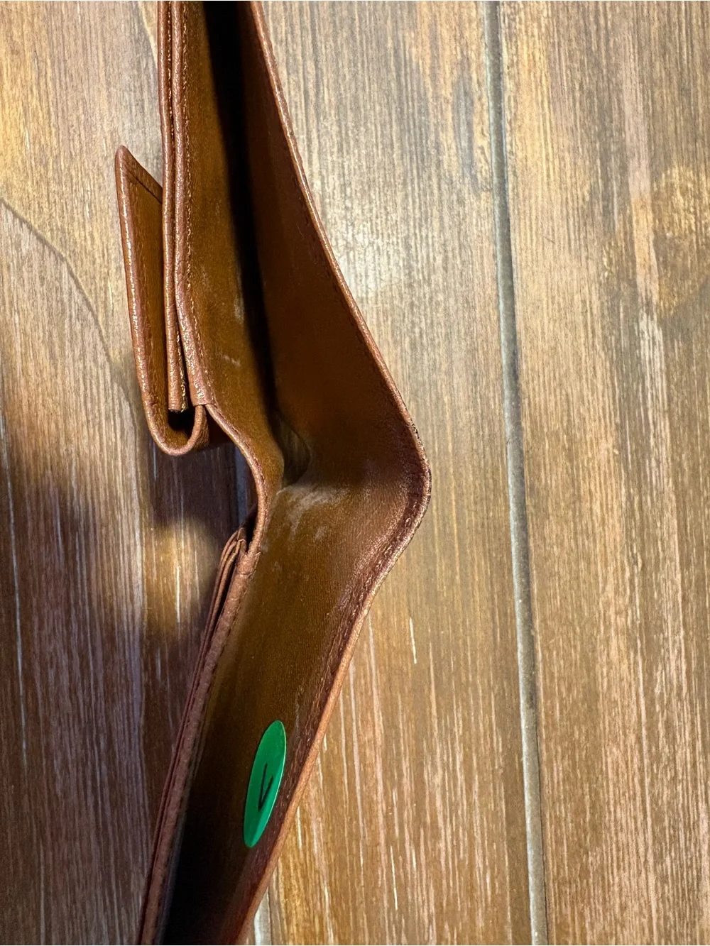 Yves Saint Laurent Pebbled Leather Card Wallet in Cognac Brown vintage